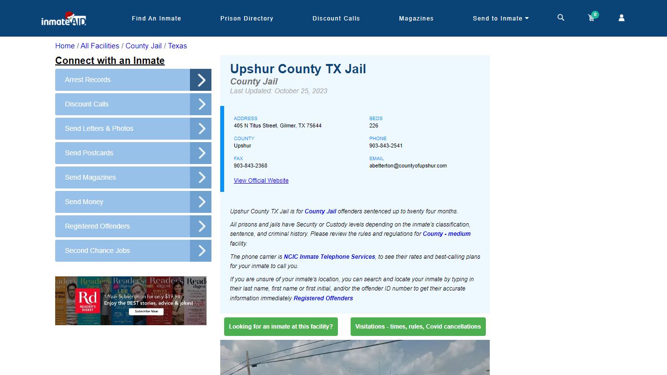 Upshur County TX Jail - Inmate Locator - Gilmer, TX
